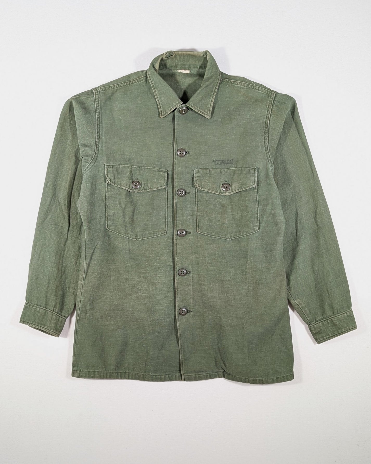 1970 - US ARMY OG 107 SHIRT - M