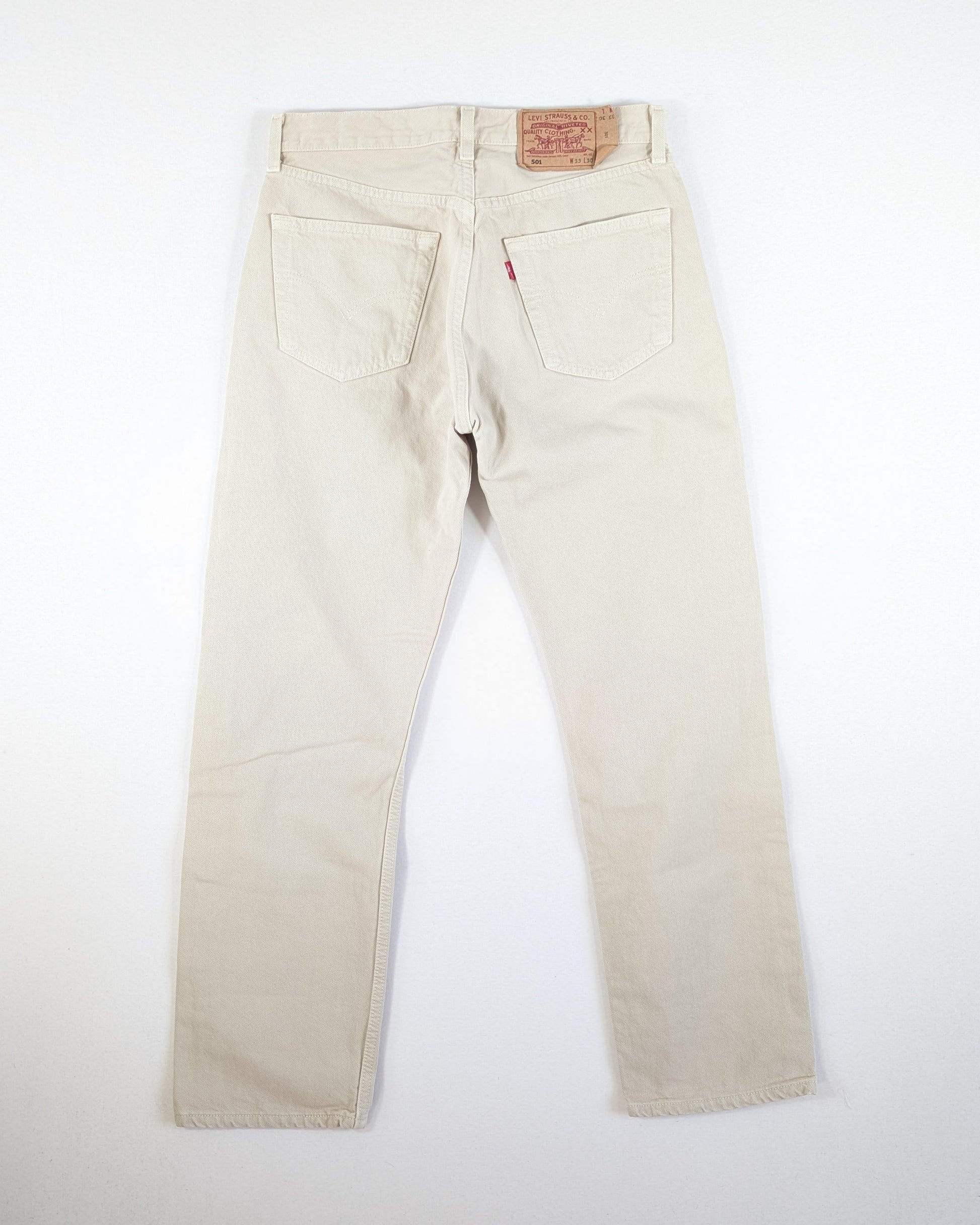 1997 - LEVIS MADE IN USA 501 BEIGE JEANS - W31 / L33