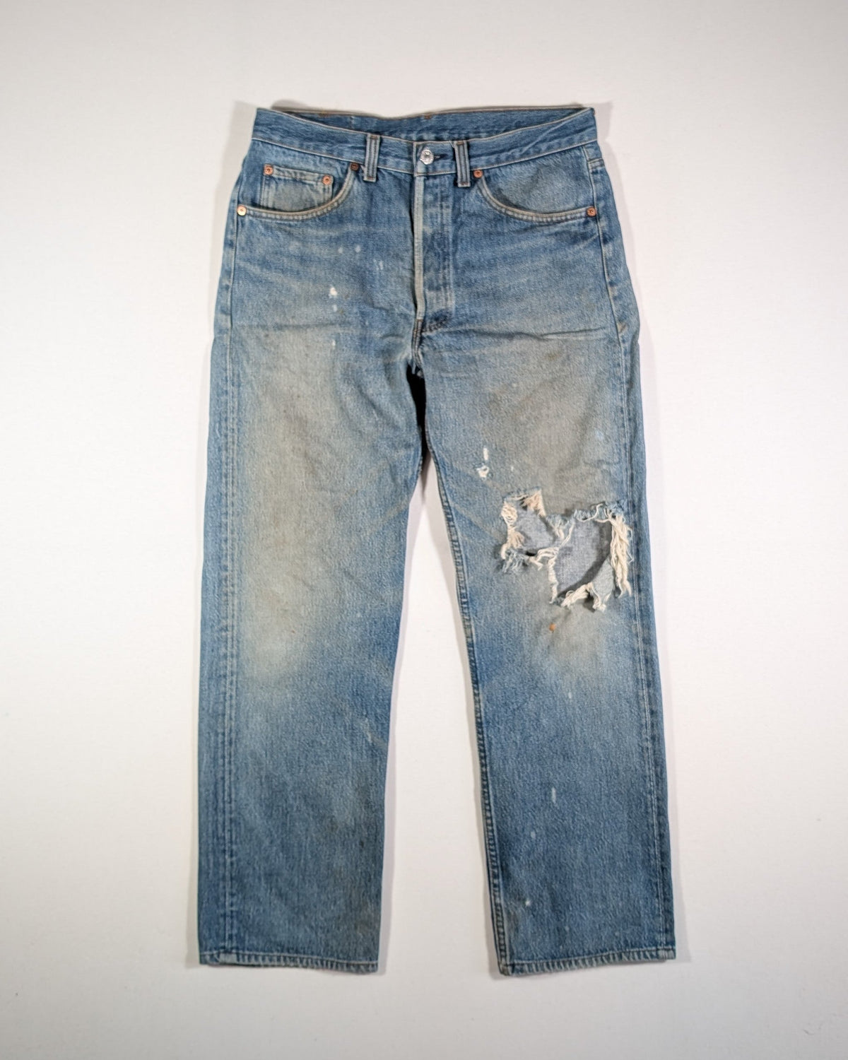 1990S - LEVIS MADE IN USA 501XX DISTRESSED JEANS