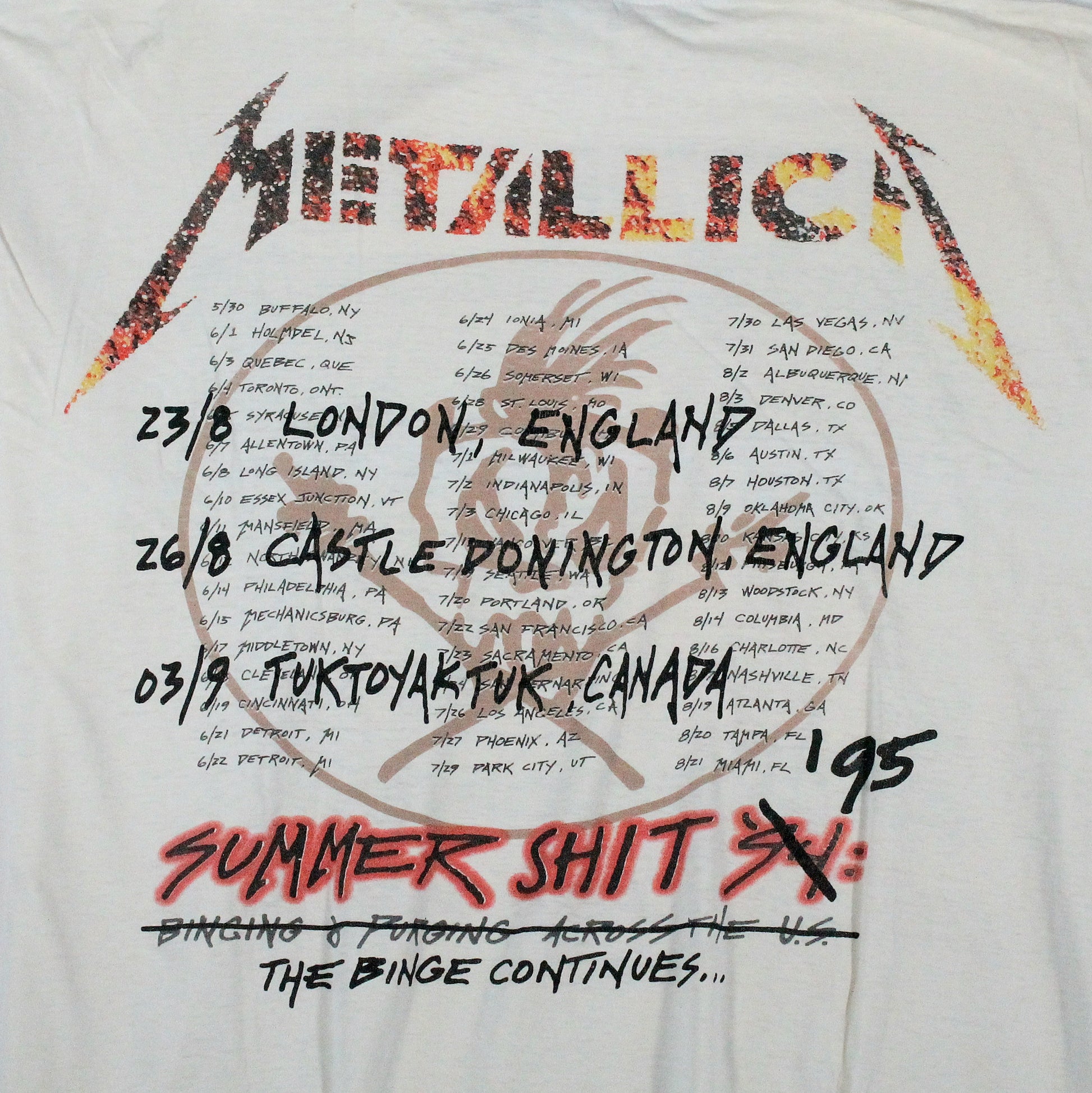 metallica summer shit 1995 shirt l
